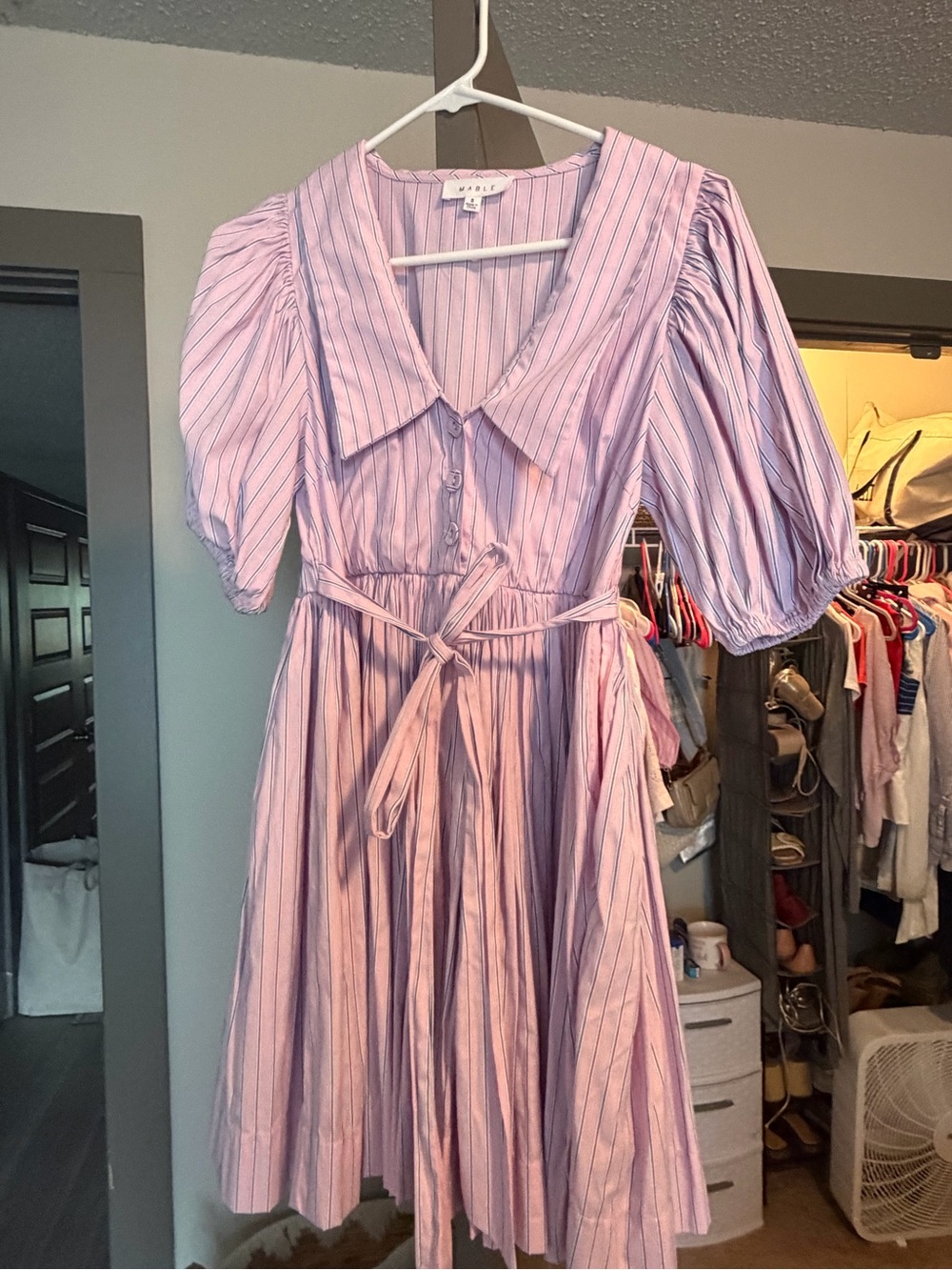 Tie-Waist Puff Sleeve Dress